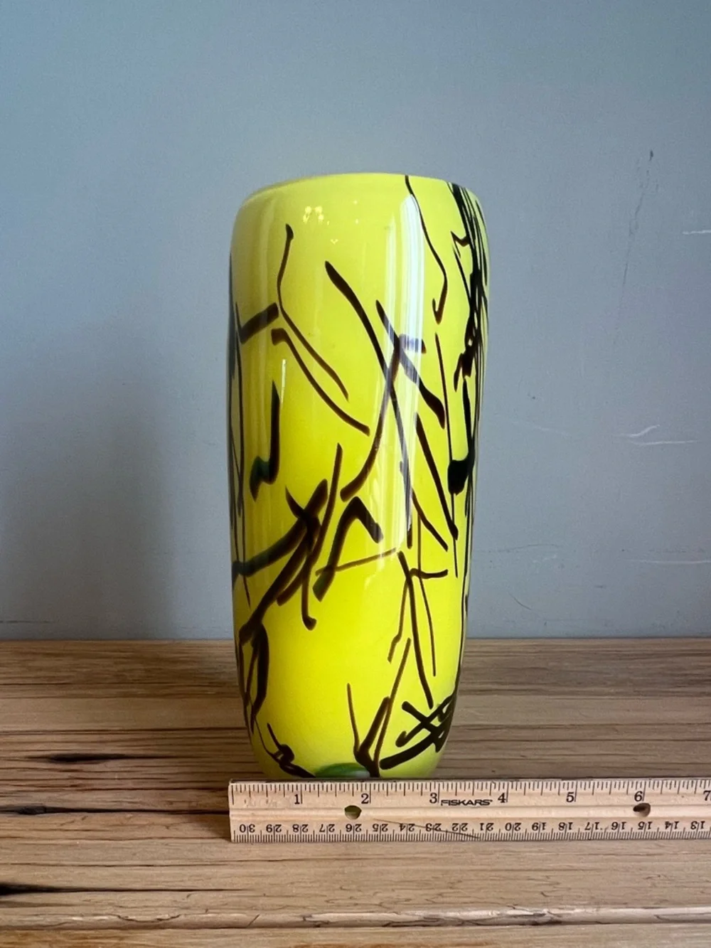 Bright Yellow Abstract Ceramic Vase